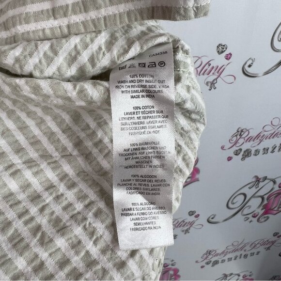 French Connection tshirt tee Striped Gray beige Button Down Shirt black - Picture 10 of 11